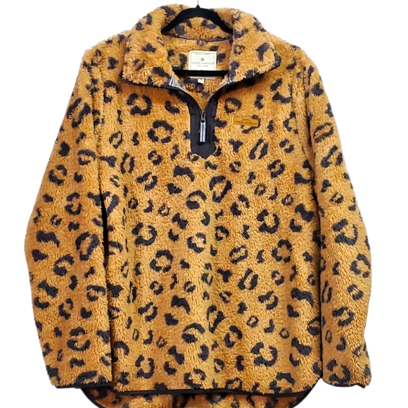 Simply Southern Leopard Print Fleece Pullover XL NWOT
